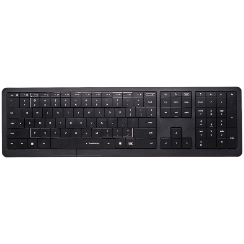 Clevetura CLVX 1, bežična TouchOnKeys AI tipkovnica, ANSI US Windows, aluminijsko kućište, interaktivni RGB, crna