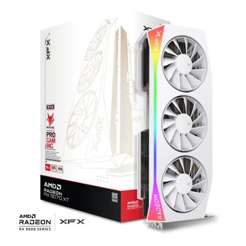 XFX Mercury Radeon RX 9070 XT OC White Gaming Edition RGB, 16GB GDDR6