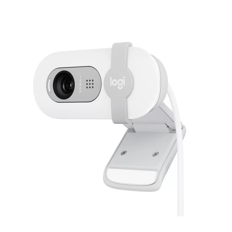 Logitech BRIO 100, web kamera, 1080p, kvačica, bijela