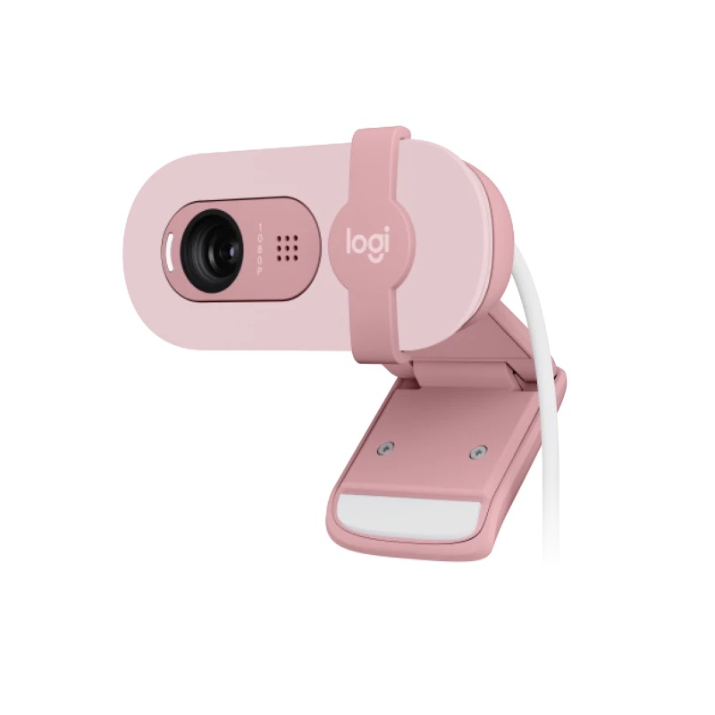 Logitech BRIO 100, web kamera, 1080p, kvačica, roza