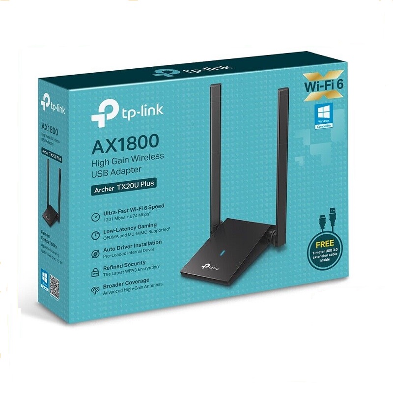 TP-Link Archer TX20U Plus, AX1800, WLAN USB adapter, gigabit