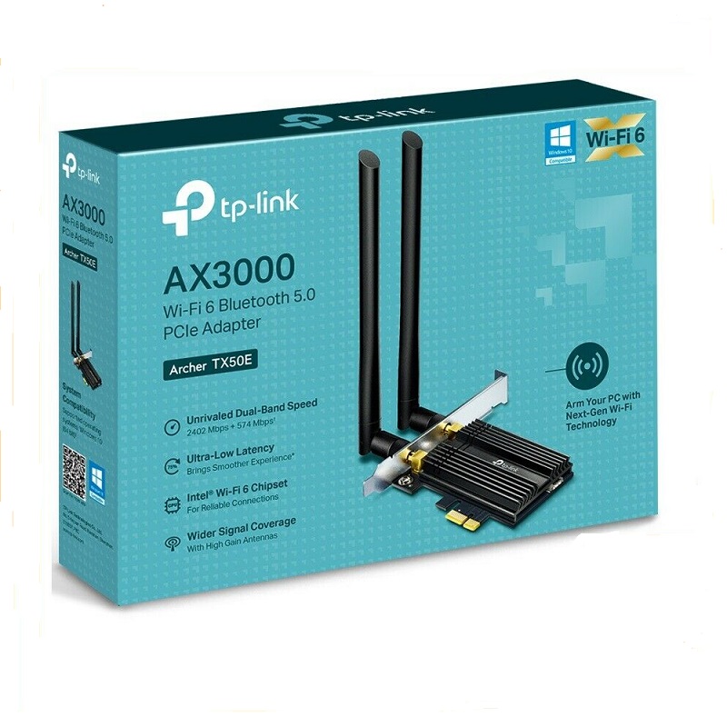 TP-Link Archer TX50E, AX3000 Wi-Fi 6 Bluetooth 5.0 PCI Express Adapter
