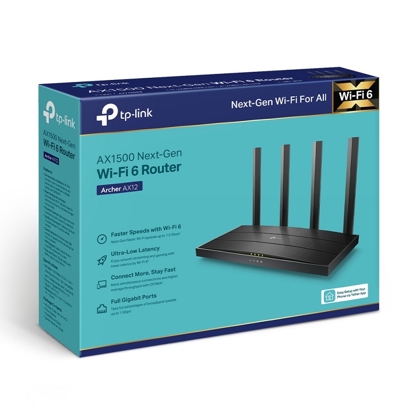 TP-Link Archer AX12, AX1500, Wi-Fi 6 router, 4-port