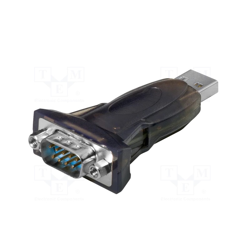 Transmedia C148-AL, USB A / RS232 adapter, crni