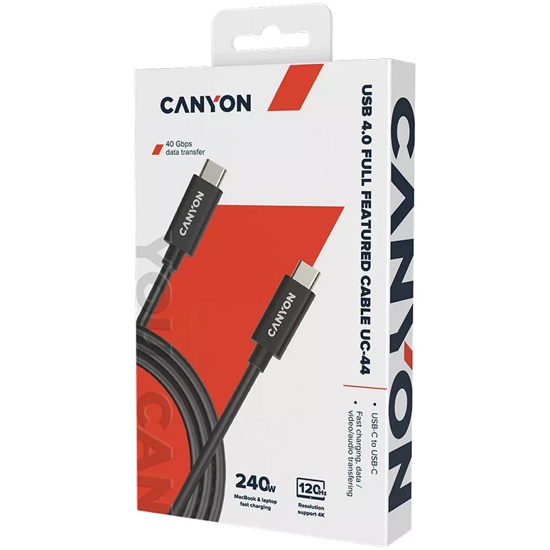 Canyon UC-44, USB-C / USB-C kabel, 1m, crni