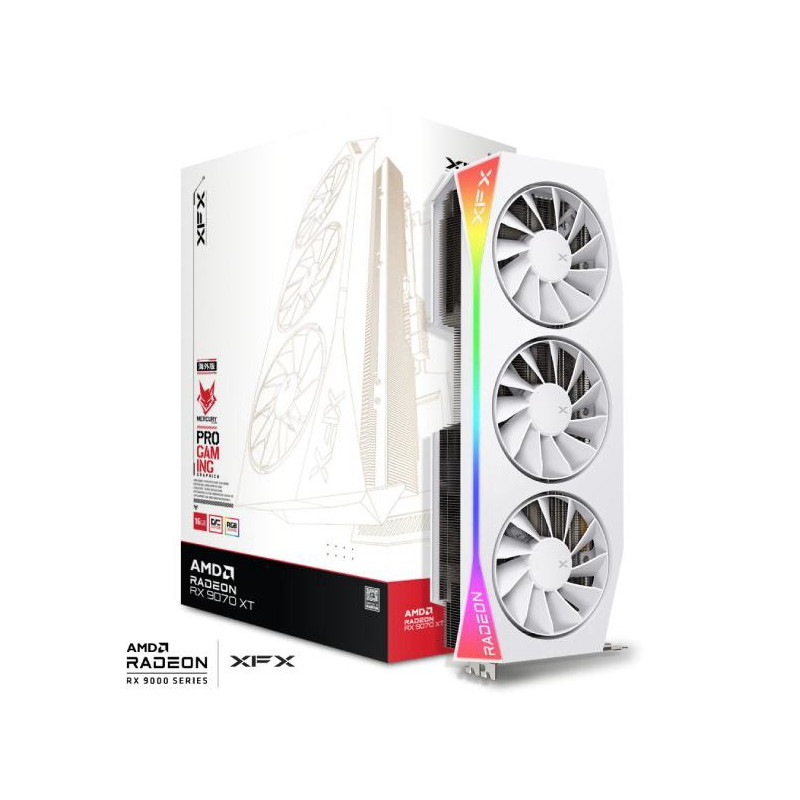 XFX Mercury AMD Radeon RX 9070 XT OC White Magnetic Air Edition with RGB, 16GB GDDR6