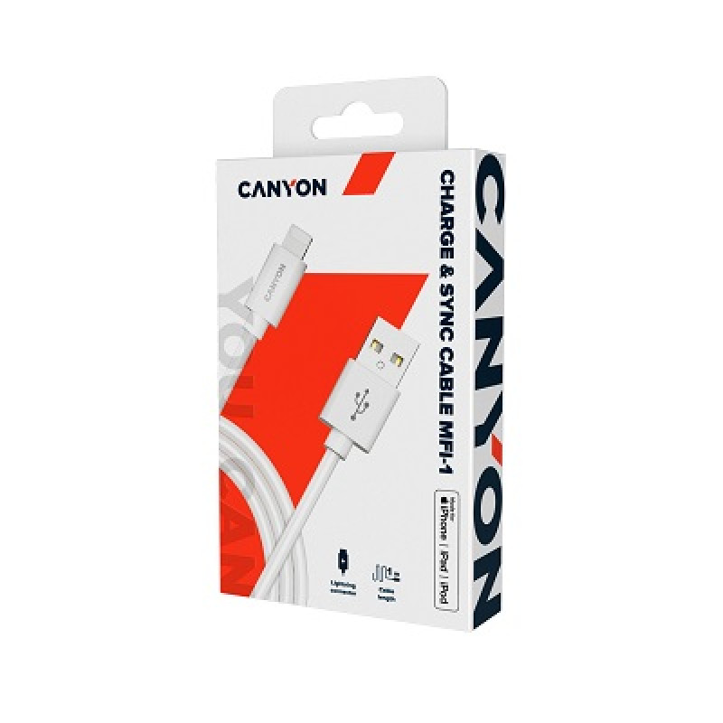 Canyon MFI-1, USB-C / Lightning kabel, 1m, bijeli