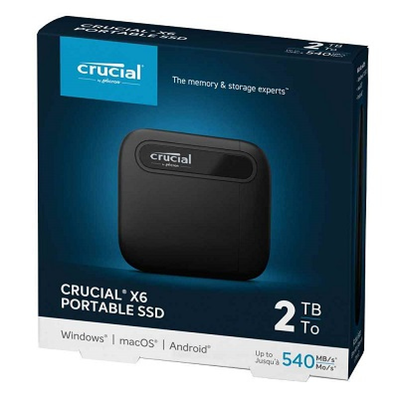 Crucial X6 2TB, prijenosni SSD, USB-C, R540, crni