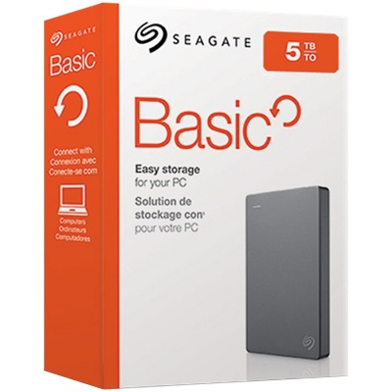 Seagate HDD External Basic, 5TB, 2.5inch, prijenosni HDD, USB 3,0, sivi