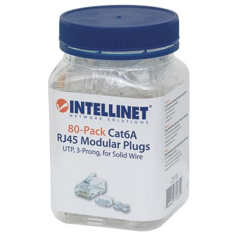 Intellinet, 80-Pack Cat6A RJ45 Modular Plugs, UTP