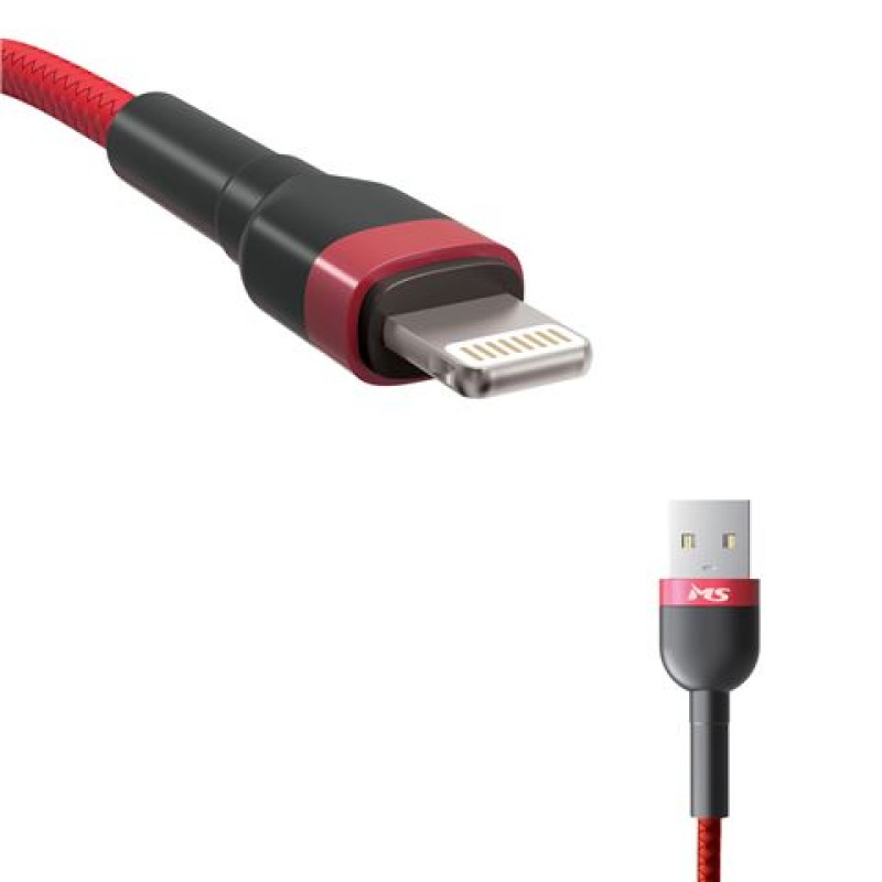 MS MSP40016, USB-A / lightning kabel, 1m, crveni