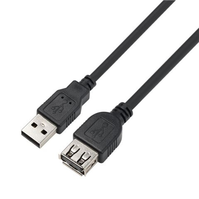 MS USB-A M / USB-A F, kabel 2m, crni