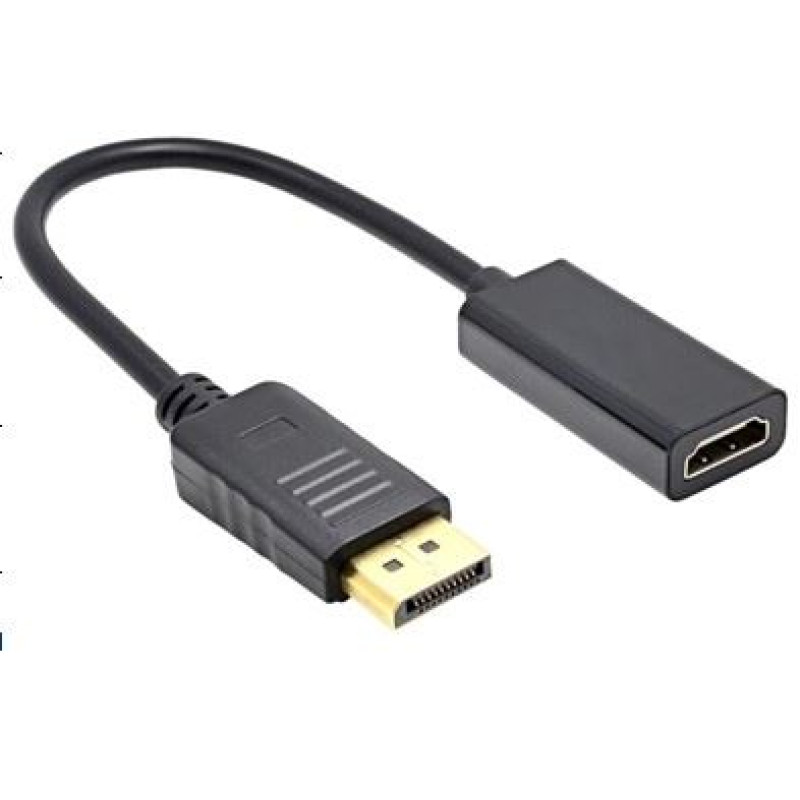 MS Display port / HDMI F adapter, kabel 0.2m, crni