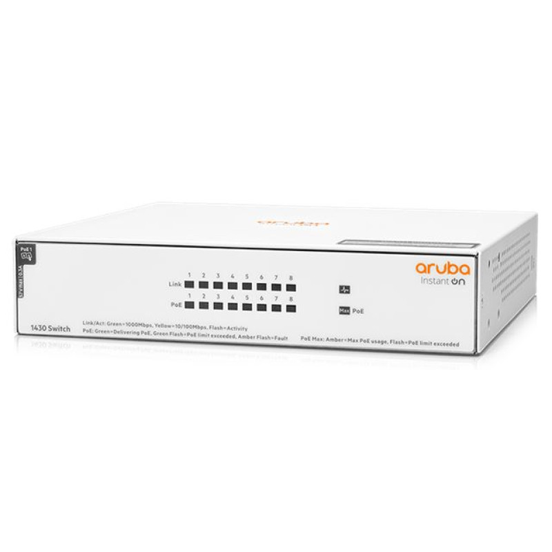 HPE Aruba INSTANT ON 1430, neupravljivi switch, 8-port, gigabit, PoE, 64W
