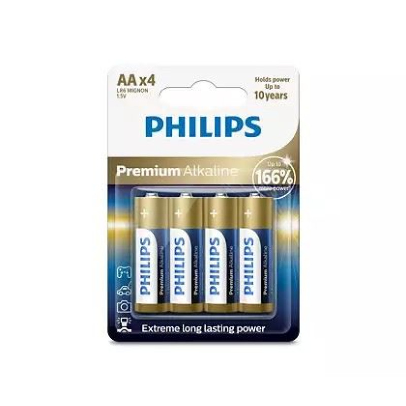 Philips LR6M4B/10, alkalna AA baterija, LR6, 4 kom