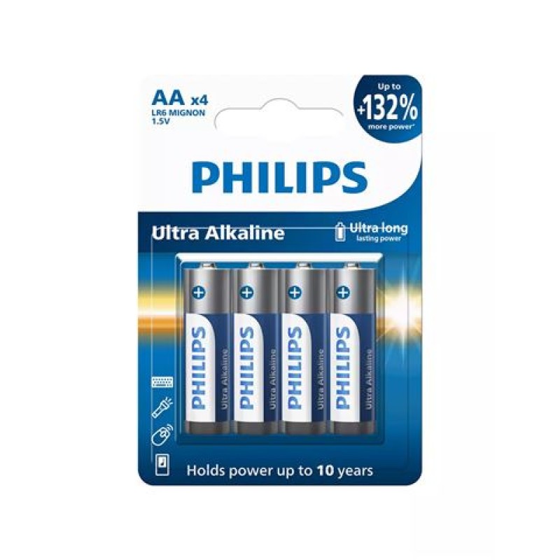 Philips LR6E4B/10, alkalna AA baterija, LR6, 4 kom
