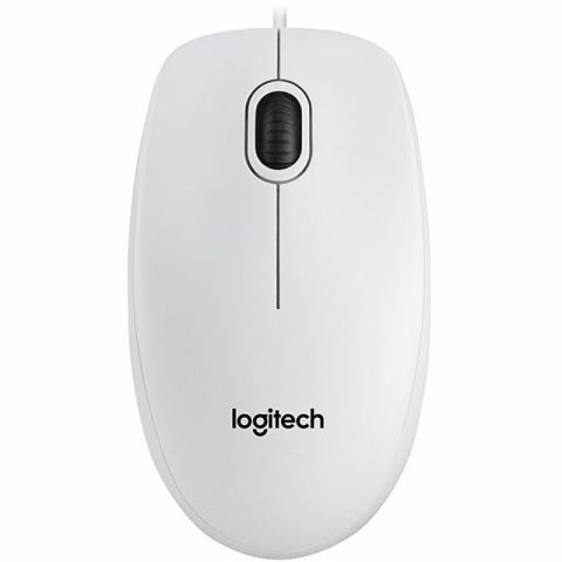 Logitech B100, žičani optički miš, bijeli