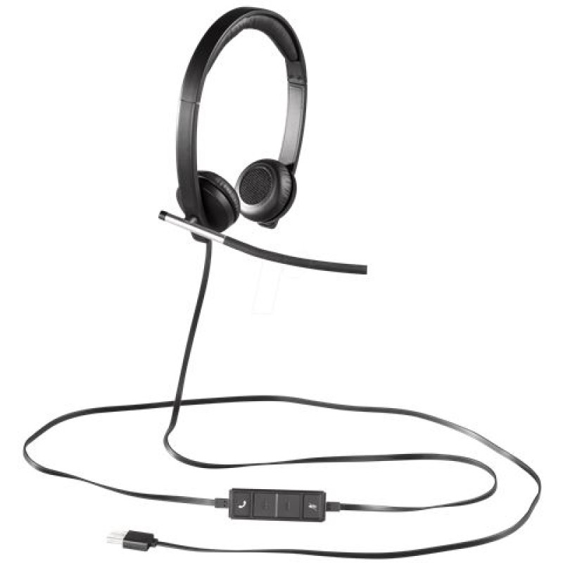 Logitech H650e Stereo, žičane slušalice s mikrofonom, crne
