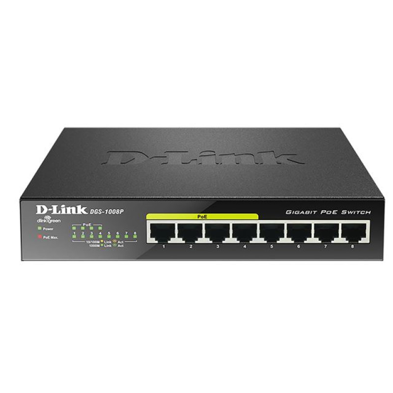 D-Link DGS-1008P/E, neupravljivi switch, gigabit