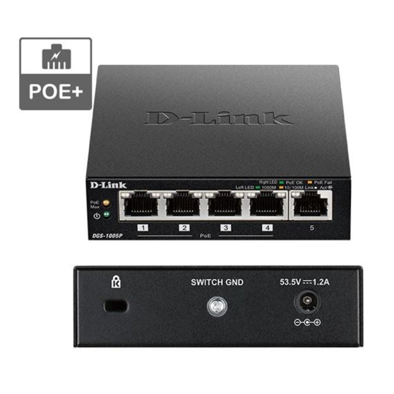 D-Link DGS-1005P/E, neupravljivi switch, gigabit