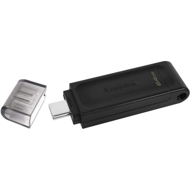 Kingston DT70, 64GB, USB stick, USB-C, crni