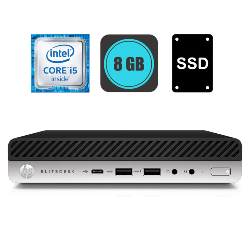 HP EliteDesk 800 G4 DM, Intel i5-8500T, RAM 8GB, SSD 240GB, WinPro - Refurbished 