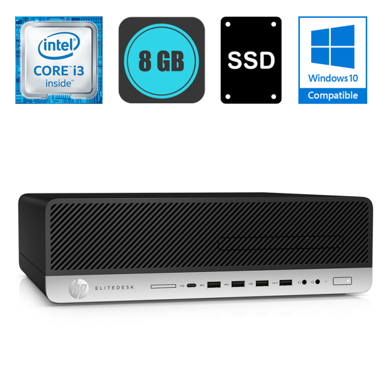 HP EliteDesk 800 G3 SFF, Intel i3-6100, RAM 8GB, SSD 120GB + HDD 500GB, WinPro - Refurbished