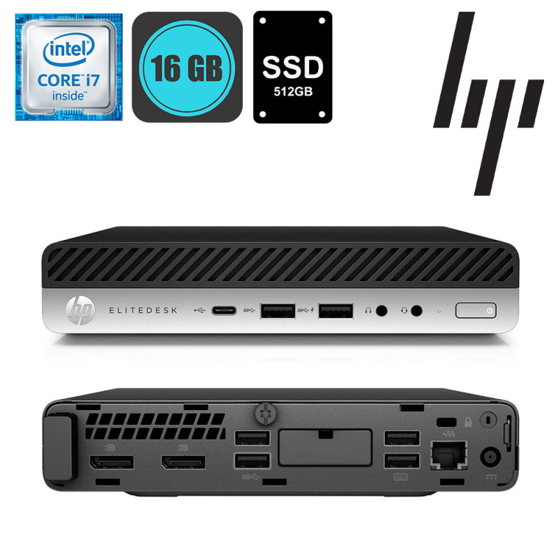 HP EliteDesk 800 G5 DM, Intel i7-9700T, RAM 16GB, SSD 512GB, Win10P - Refurbished