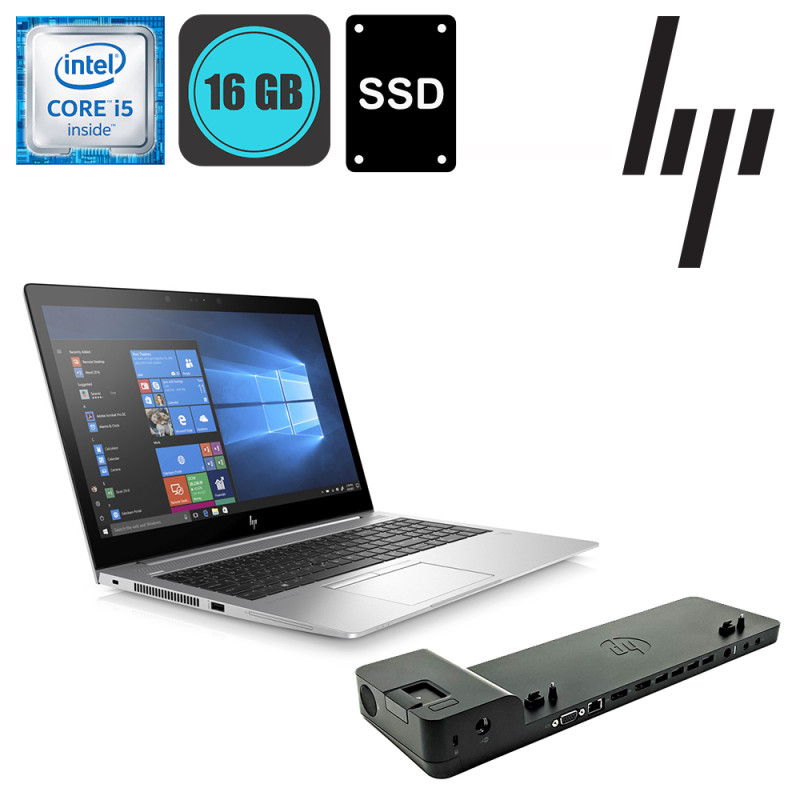 HP EliteBook 850 G5, Intel i5-8350U, RAM 16GB, SSD 250GB, LCD 15.6inch, FHD, Win + Docking station - Refurbished
