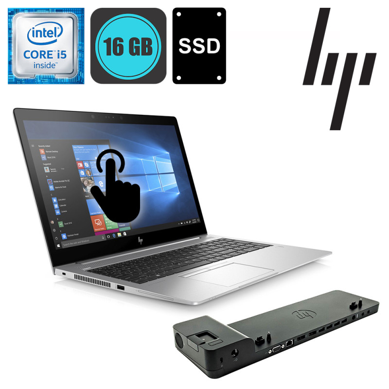 HP EliteBook 850 G5, Intel i5-8350U, RAM 16GB, SSD 250GB, LCD 15.6inch FHD, WinPro + Docking station - Refurbished