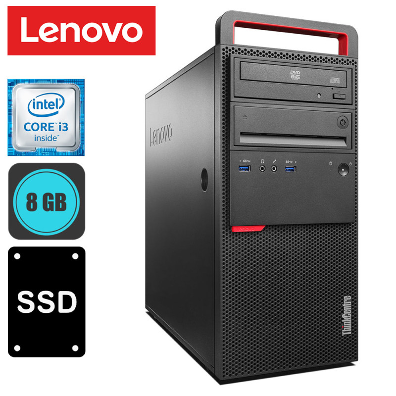 Lenovo ThinkCentre M800, Intel i3-6100, RAM 8GB DDR4, SSD 120GB + HDD 500GB, WinPro - Refurbished