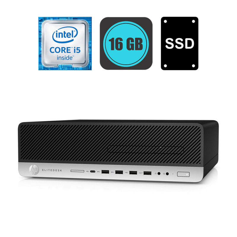 HP EliteDesk 800 G4, Intel i5-8500, RAM 16GB, SSD 256GB, W10P - Refurbished
