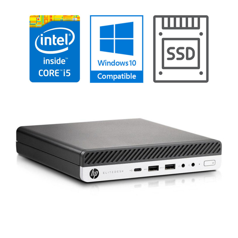 HP EliteDesk 800 G3 DM, Intel i5-6500, RAM 8GB, SSD 120GB, WinPro - Refurbished 