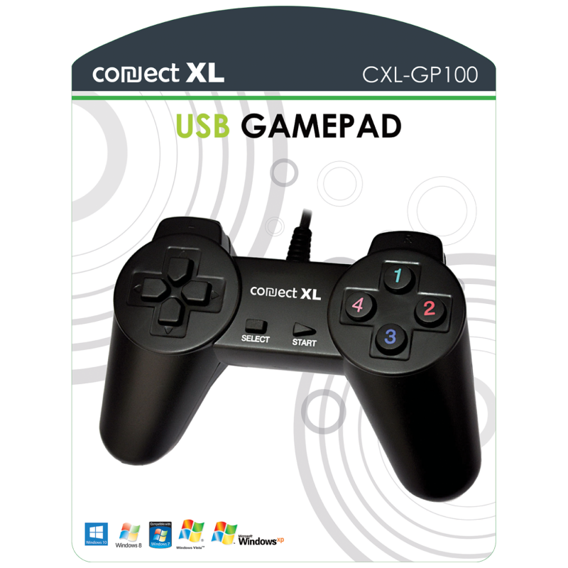 Connect XL CXL-GP100, žičani gamepad za PC, 1.5m, crni