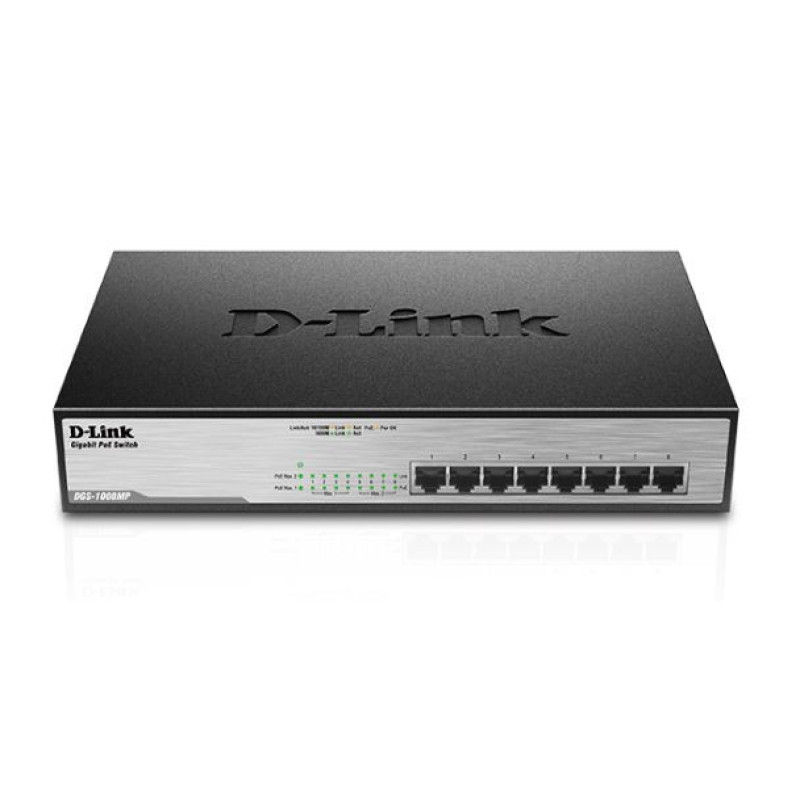 D-Link DGS-1008MP, neupravljivi switch, 8-port, gigabit, PoE