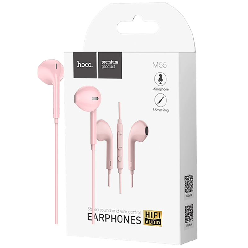 hoco. M55 Memory sound Pink, žičane slušalice s mikrofonom, 1.2m,  roze