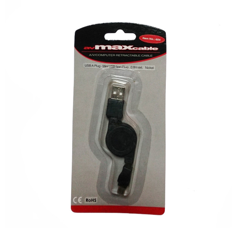 MaxCable USB-A / USB mini kabel, 0.8m, crni