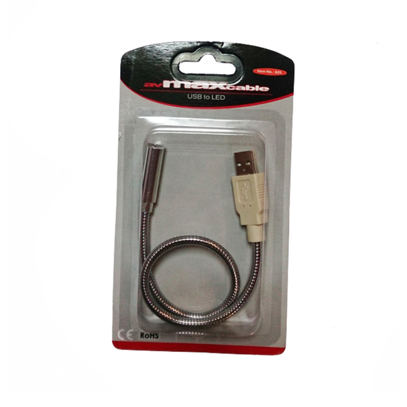 MaxCable USB-A / LED kabel, poniklan, 0.35m