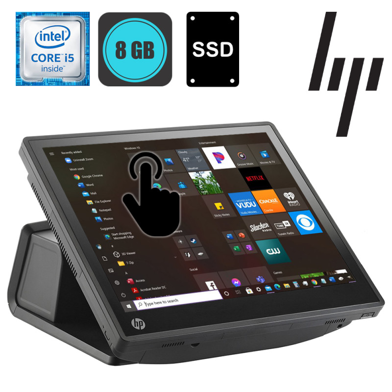 HP POS RP7800, POS Intel i5-2400s, RAM 8GB, SSD 240GB, LCD 15.6inch, TS, Win7Pro - Refurbished