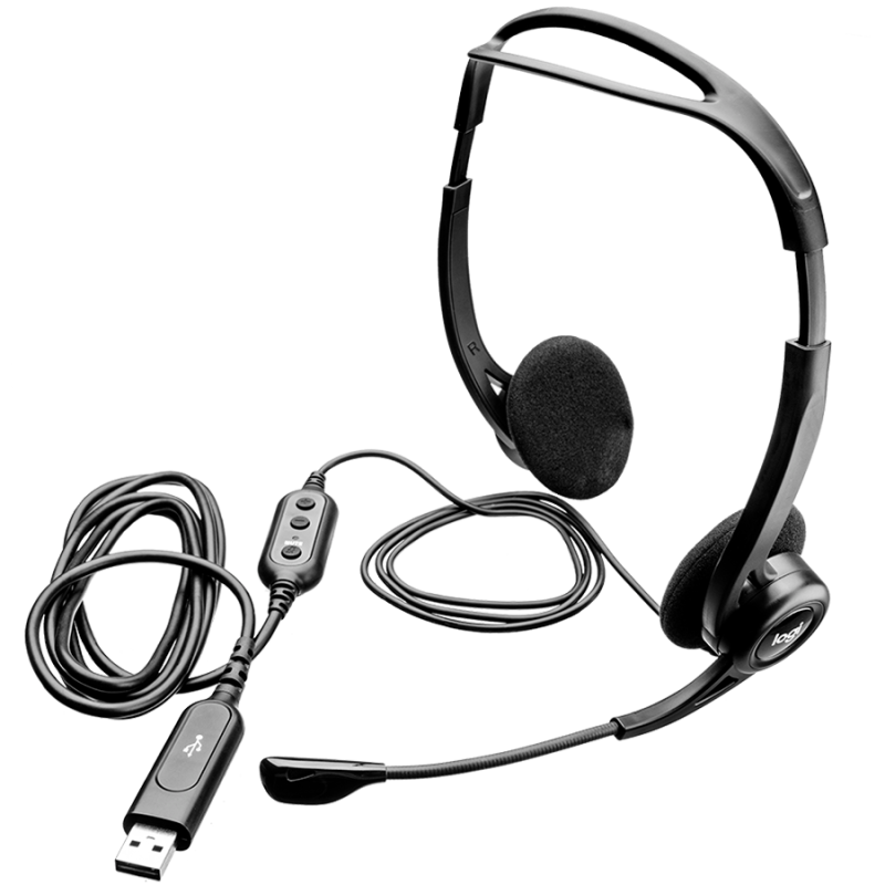 Logitech PC960, žične slušalice s mikrofonom, crne