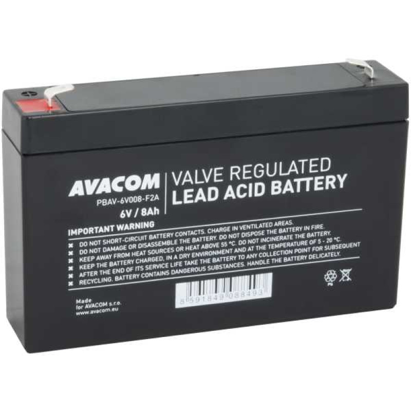 Avacom PBAV-6V008-F2A, UPS baterija, 6V, 8Ah, F2