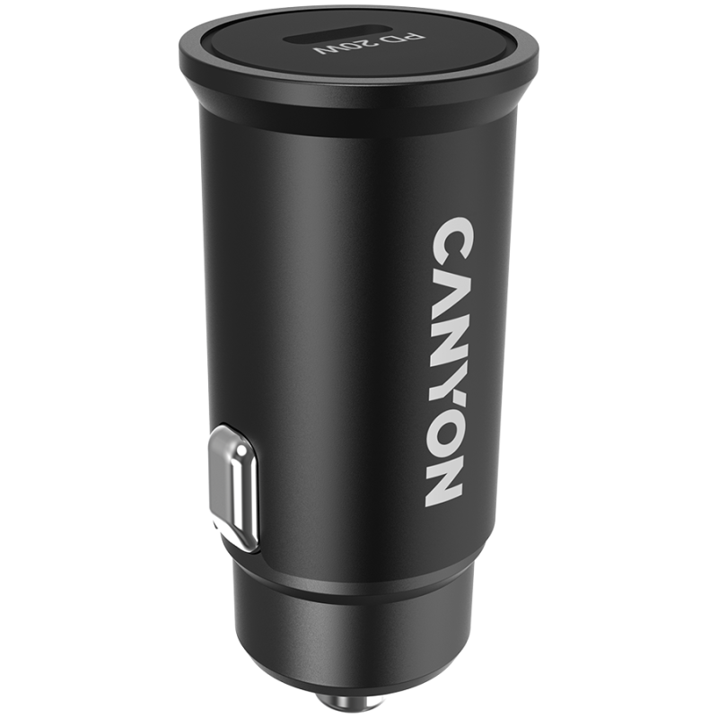 Canyon C-20, punjač za auto, USB-C, crni