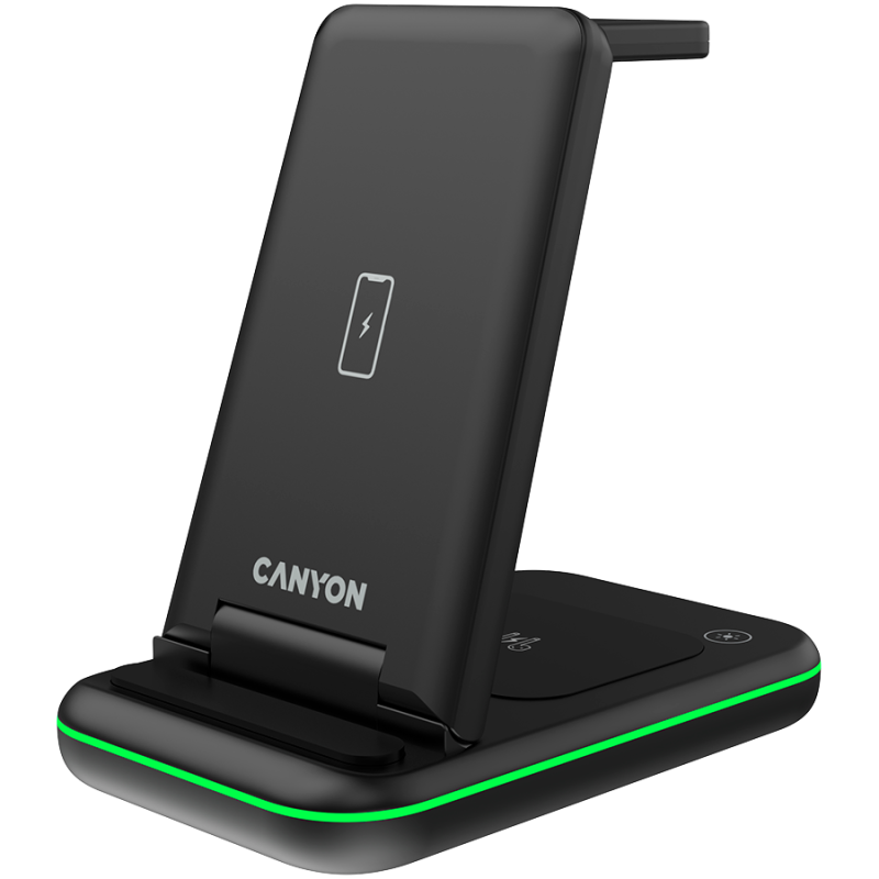 Canyon WS-304, 3-u-1 bežični punjač, crni