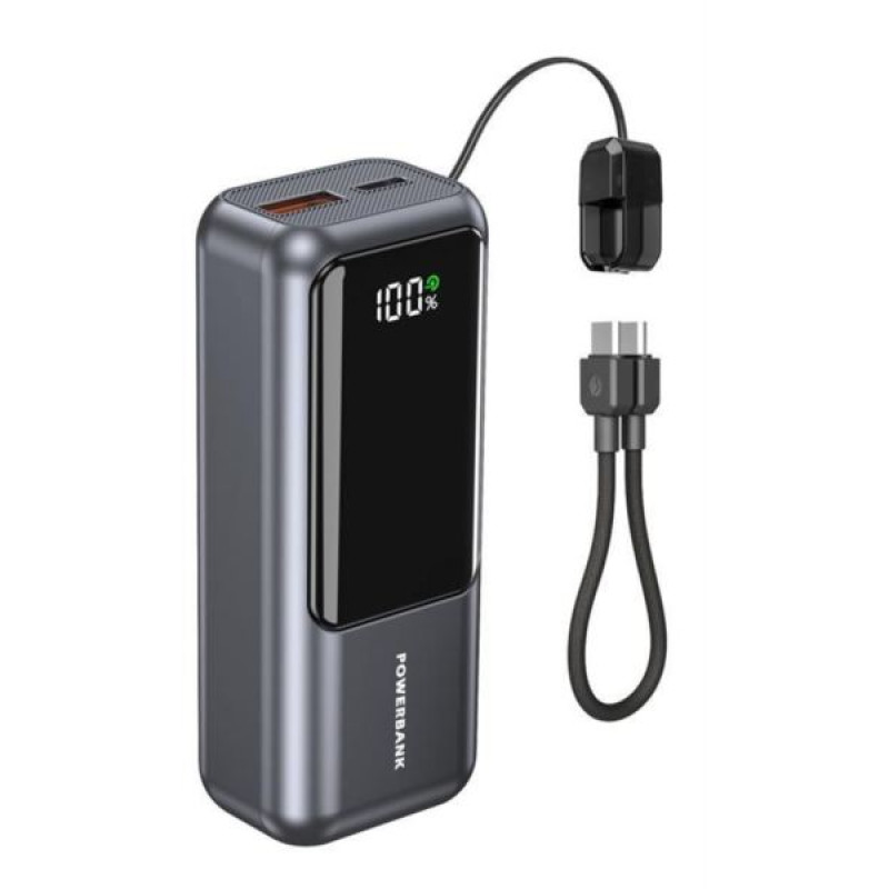 Gembird PB10-PD20-LCD-02 Powerbank, 10000mAh, USB-C / USB-A, sivi