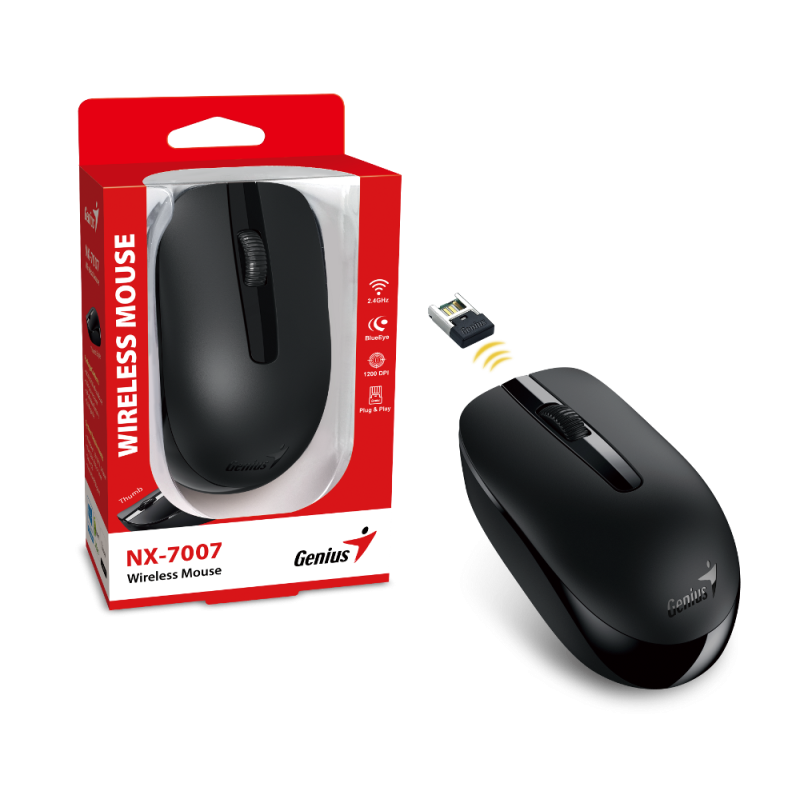 Genius NX-7007, bežični optički miš, crni