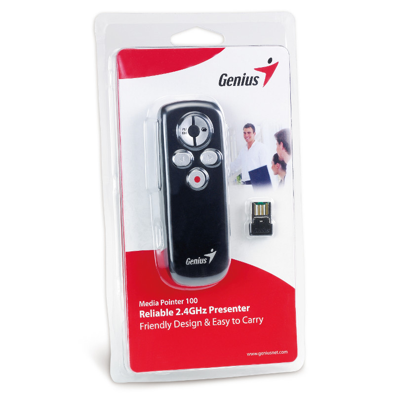 Genius Media Pointer 100, bežični laserski prezenter, crni