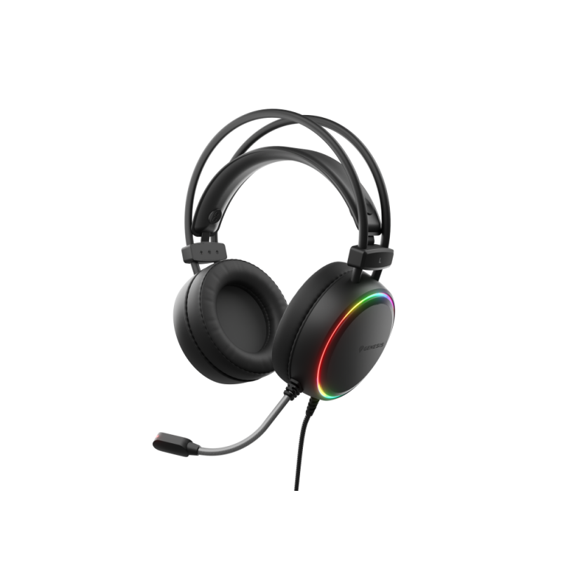 Genesis Neon 613, žičane slušalice s mikrofonom, gaming, RGB, crne