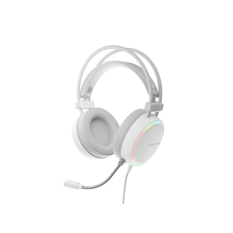 Genesis Neon 613, žičane slušalice s mikrofonom, gaming, RGB, bijele