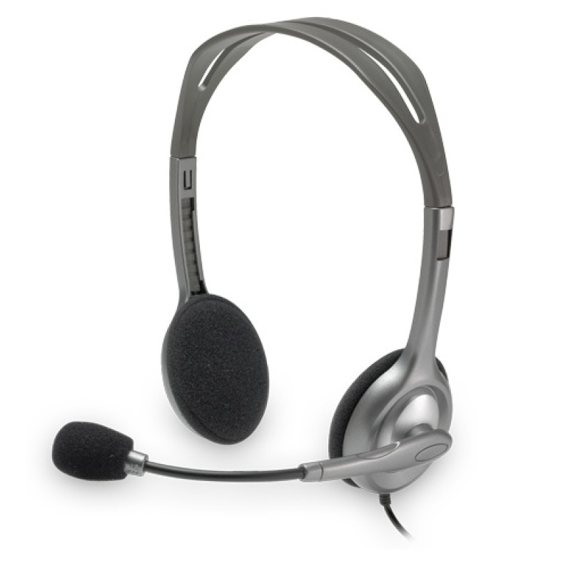 Logitech H110, žičane slušalice s mikrofonom, sive