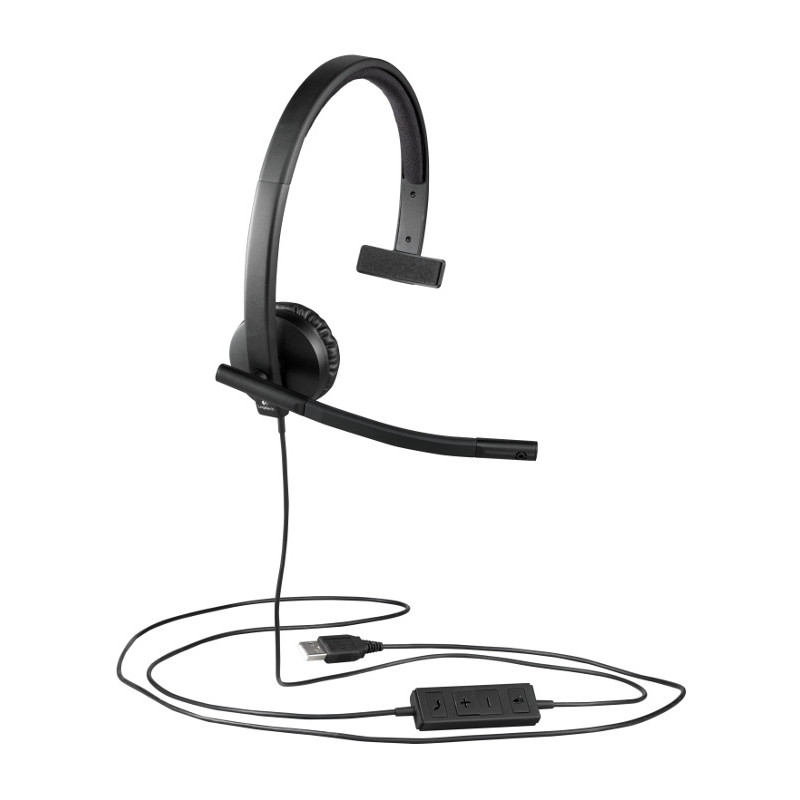 Logitech H570e Mono, žičane slušalice s mikrofonom, NC, USB, crne